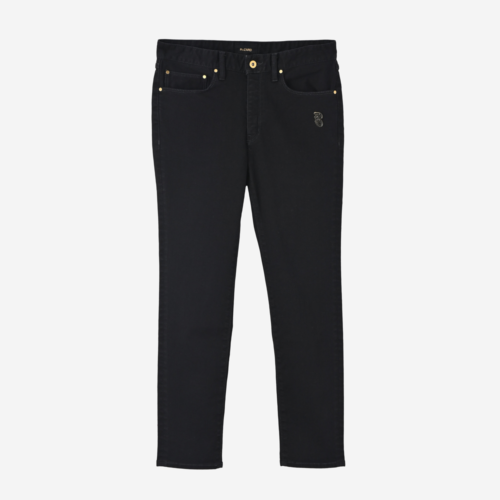 Logo Embroidery Slim Denim Pants(BLACK)
