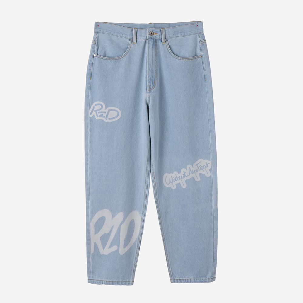 Spray Logo Wide Denim Pants(LIGHT BLUE)